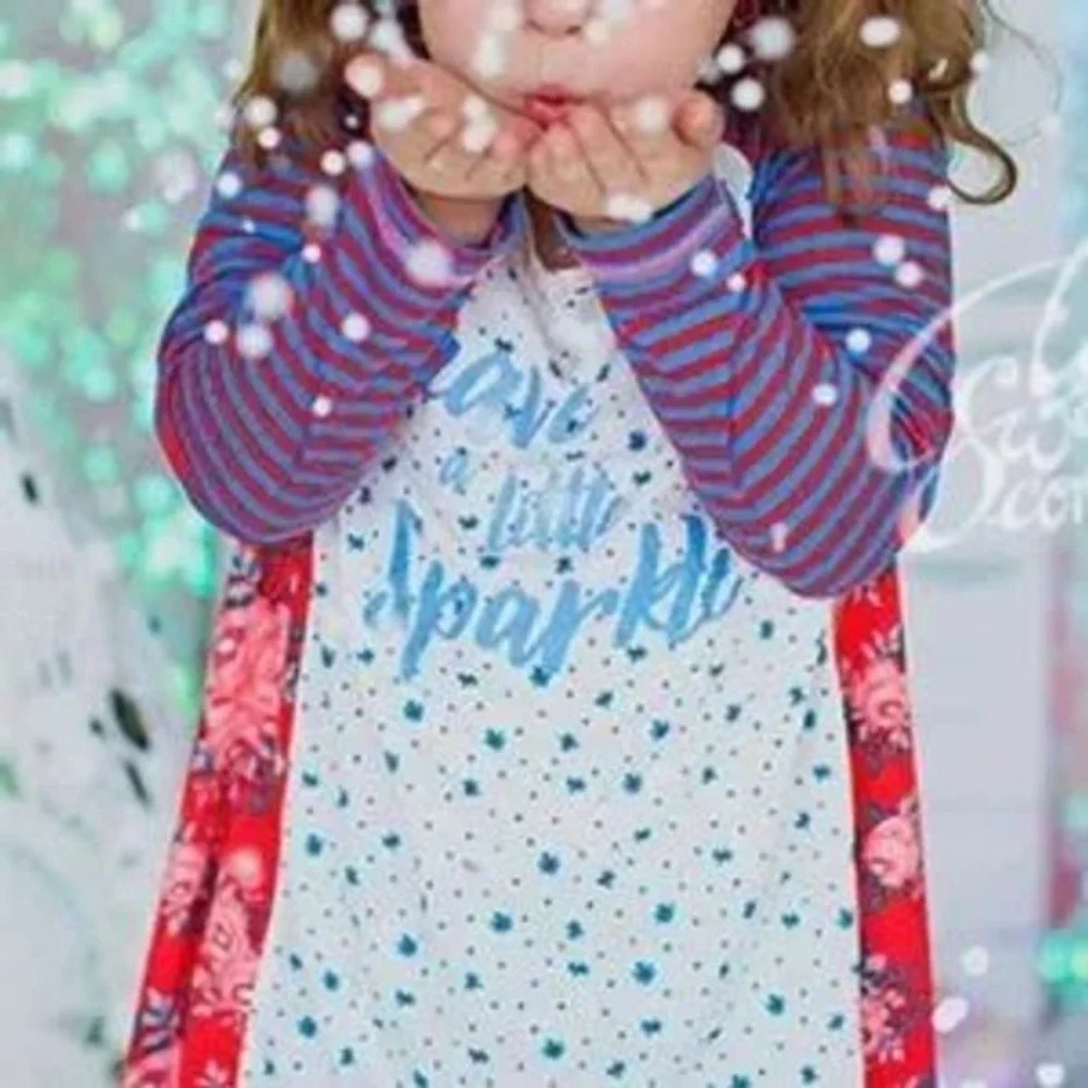 Matilda Jane Clothing Tween Girl Pajama Set Size‎ 8 Red Blue Sparkle Floral Snow